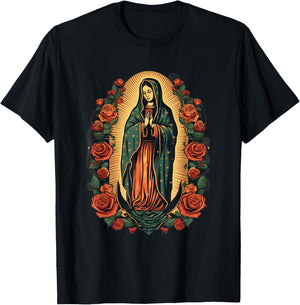 Our Lady Saint Mary Of Guadalupe Virgin Mary Powerful Symbol T-Shirt - T-Shirt | Black