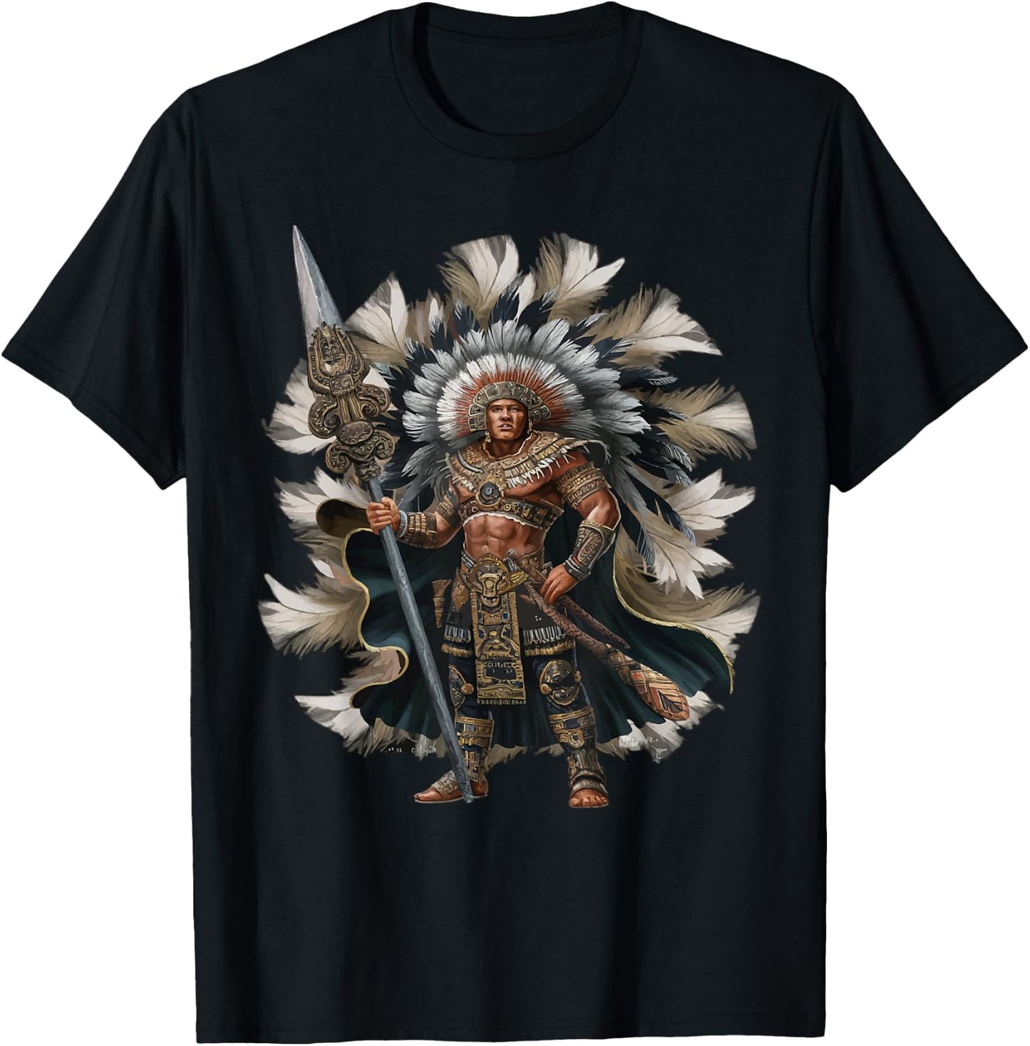 Aztec Warrior Mayan Indigenous Mexican Aztec Jaguar T-Shirt - T-Shirt | Black