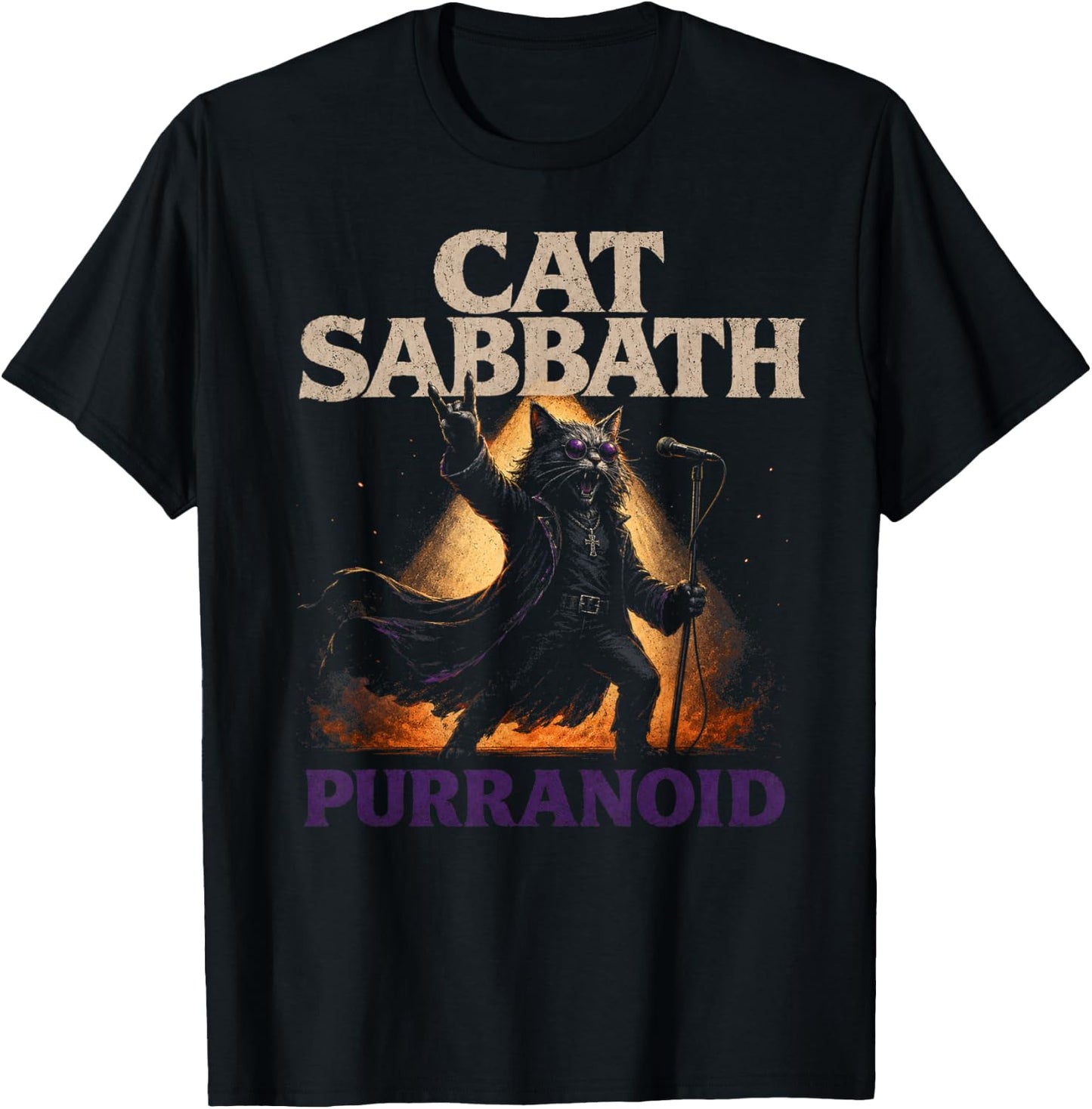 Cat Sabbath Purranoid – Funny Rock Cat T-Shirt - T-Shirt | Black