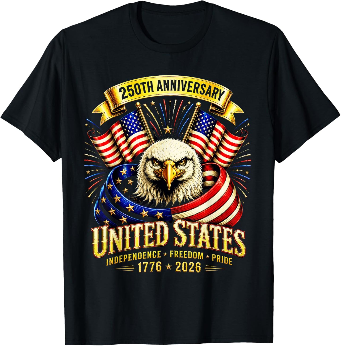 250 Anniversary USA 4th of July Patriotic 250 Years American T-Shirt - T-Shirt | Black
