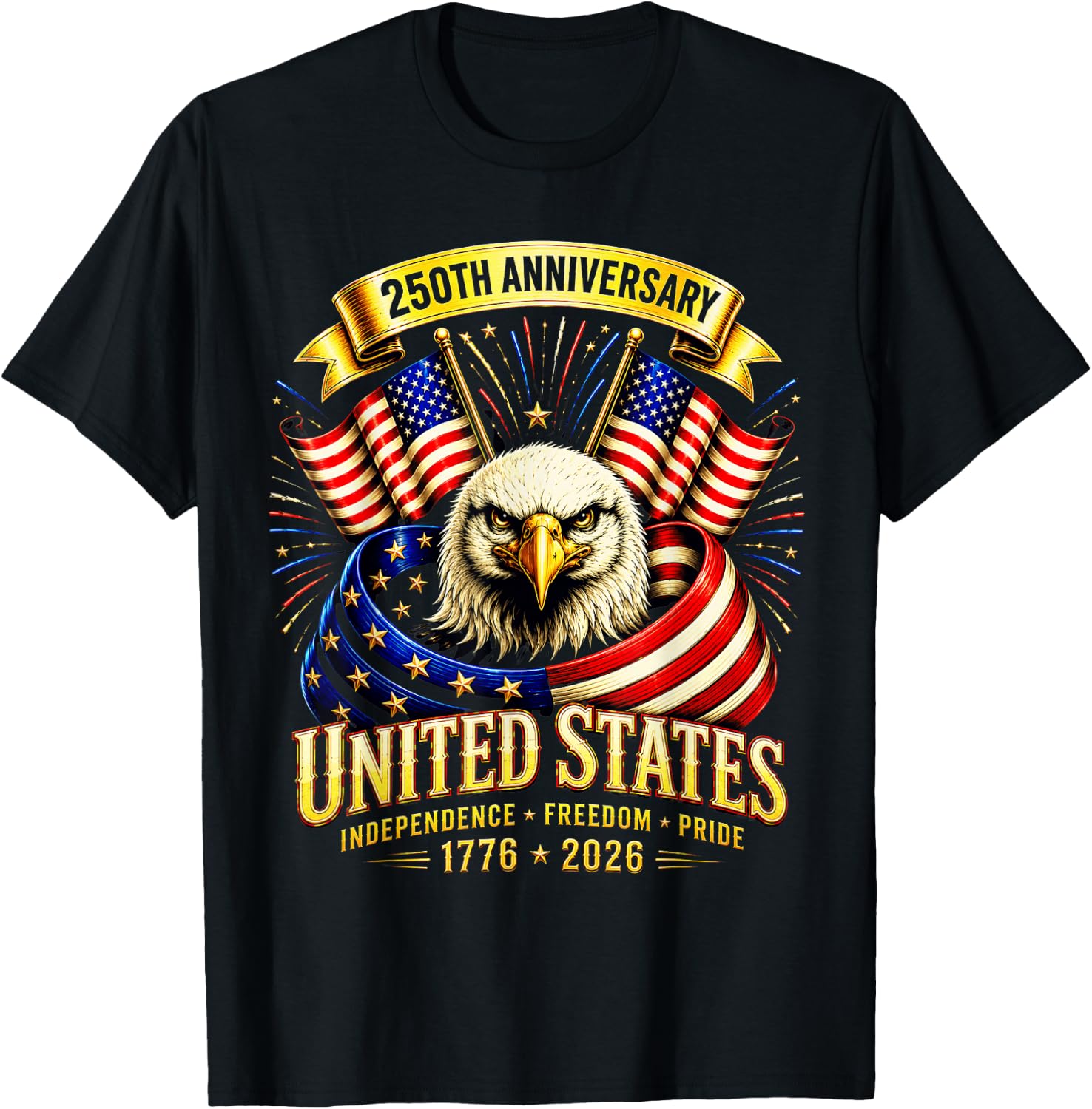 250 Anniversary USA 4th of July Patriotic 250 Years American T-Shirt - T-Shirt | Black