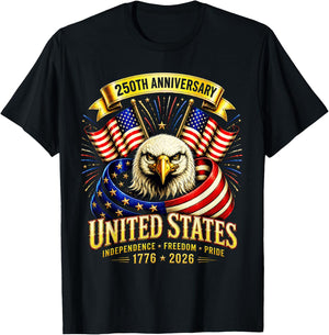 250 Anniversary USA 4th of July Patriotic 250 Years American T-Shirt - T-Shirt | Black