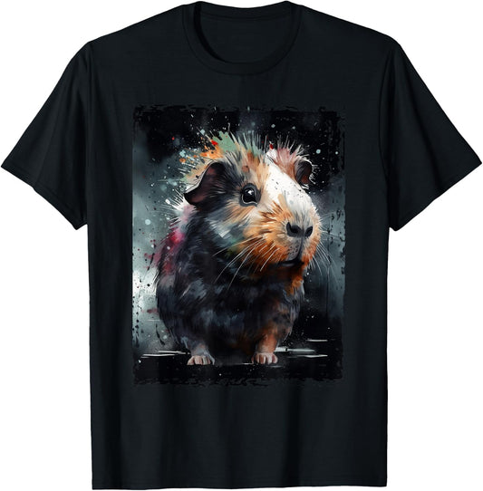 Guinea Pig Shirt Furry Potato Watercolor Guinea Pig Funny T-Shirt - T-Shirt | Black