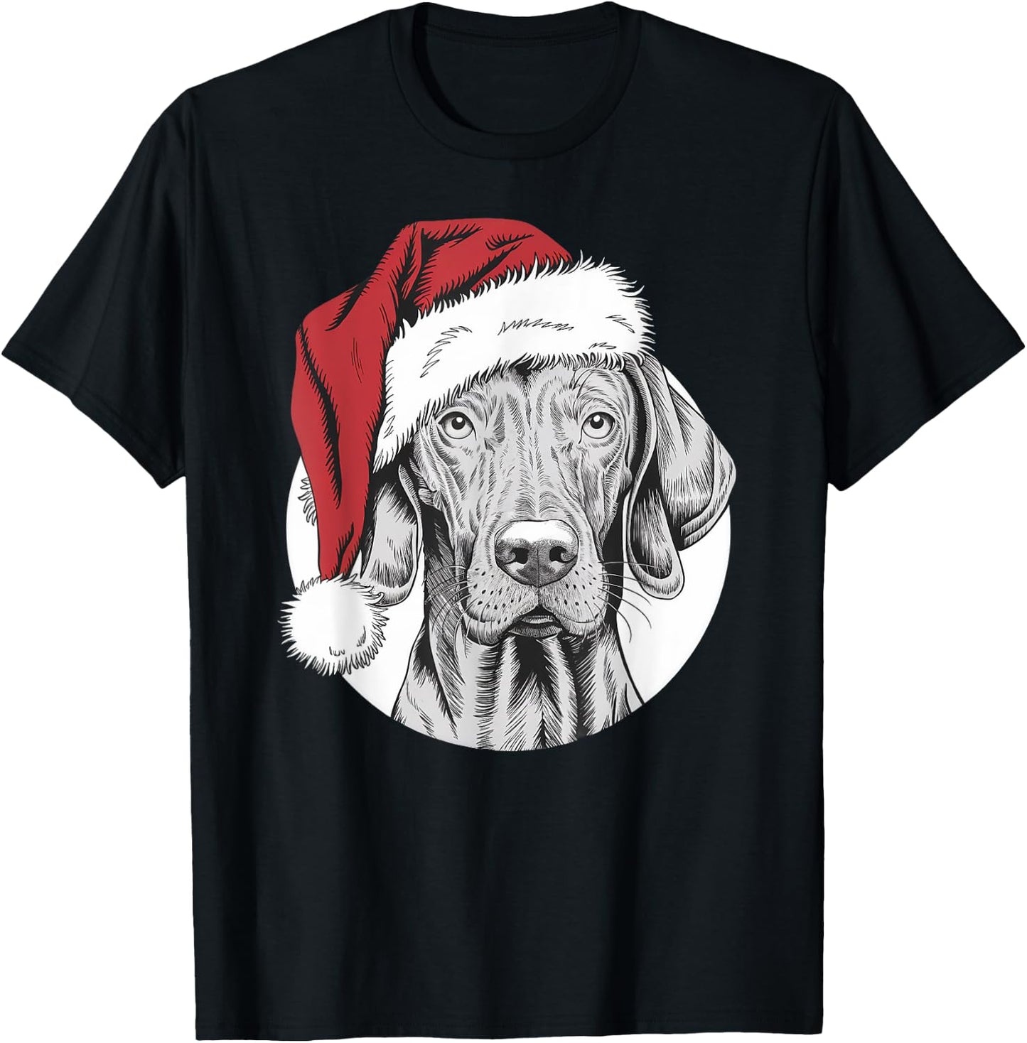Joyful Vizsla Santa Dog on Vizsla Christmas Men Women Kids T-Shirt - T-Shirt | Black