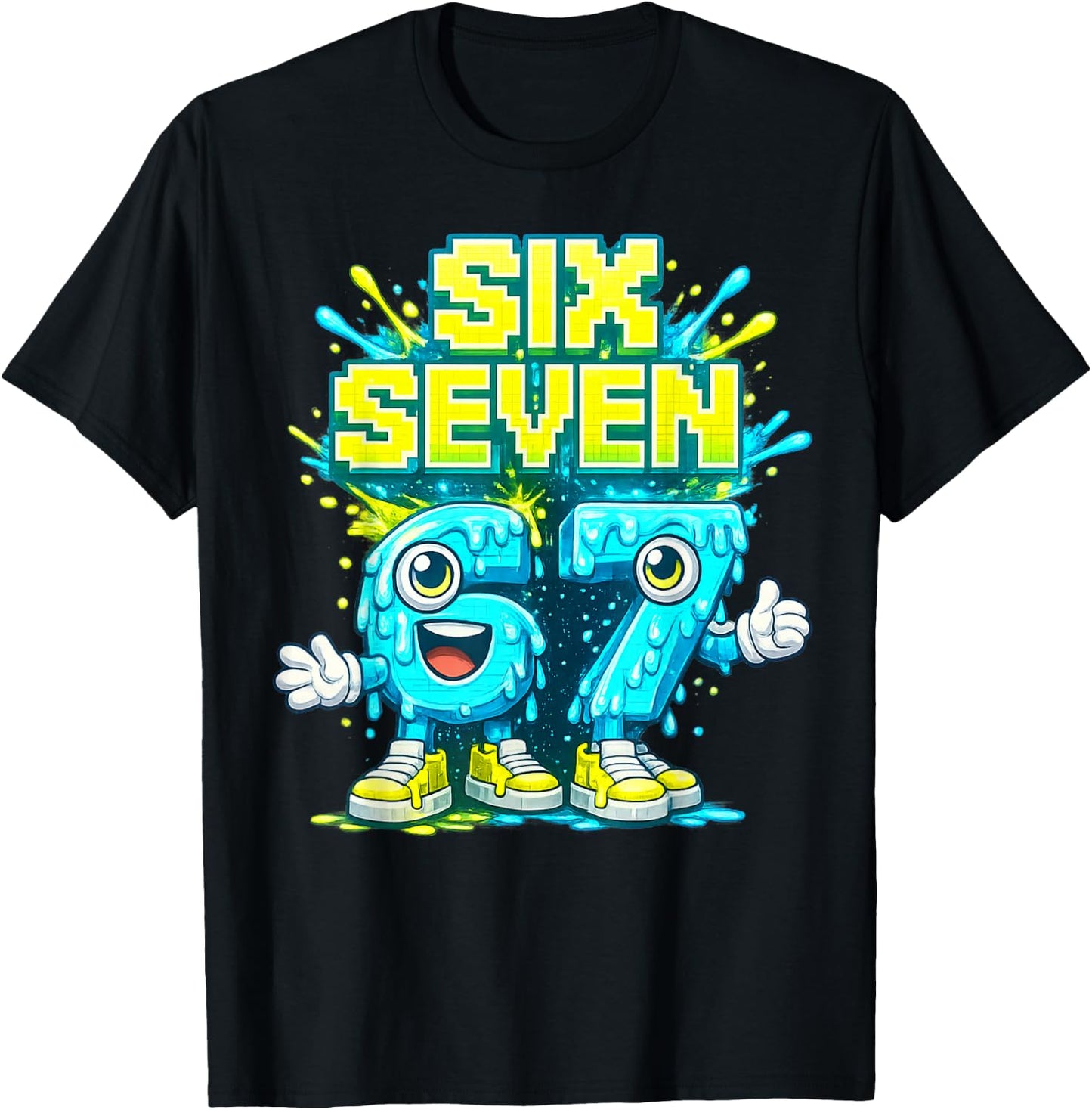 I was 6 Now I'm Six 7 Seven Years Brainrot Birthday T-Shirt - T-Shirt | Black