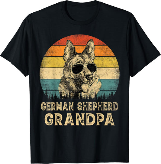 Vintage German Shepherd Grandpa Dog Lovers Father's Day T-Shirt - T-Shirt | Black