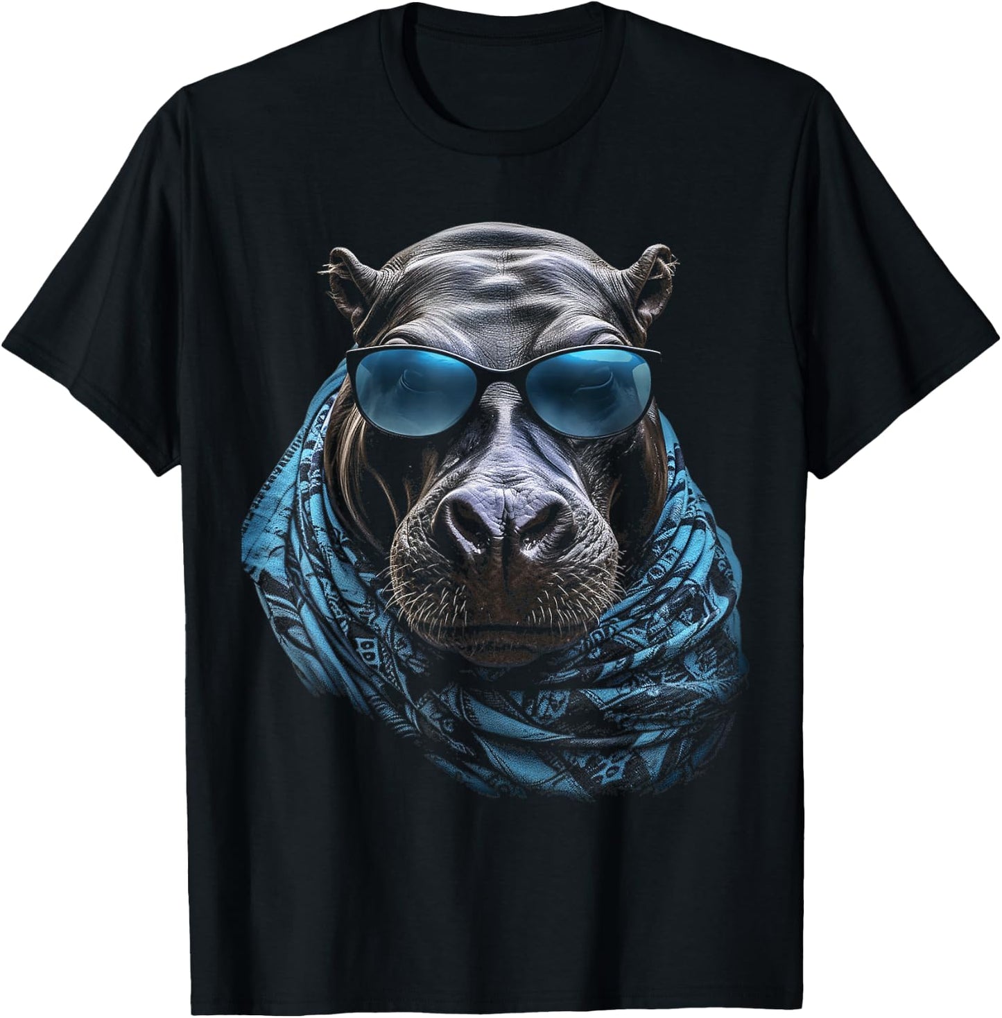 Hippo Sunglasses Animal Zoo Art Hippo , Black, S T-Shirt - T-Shirt | Black