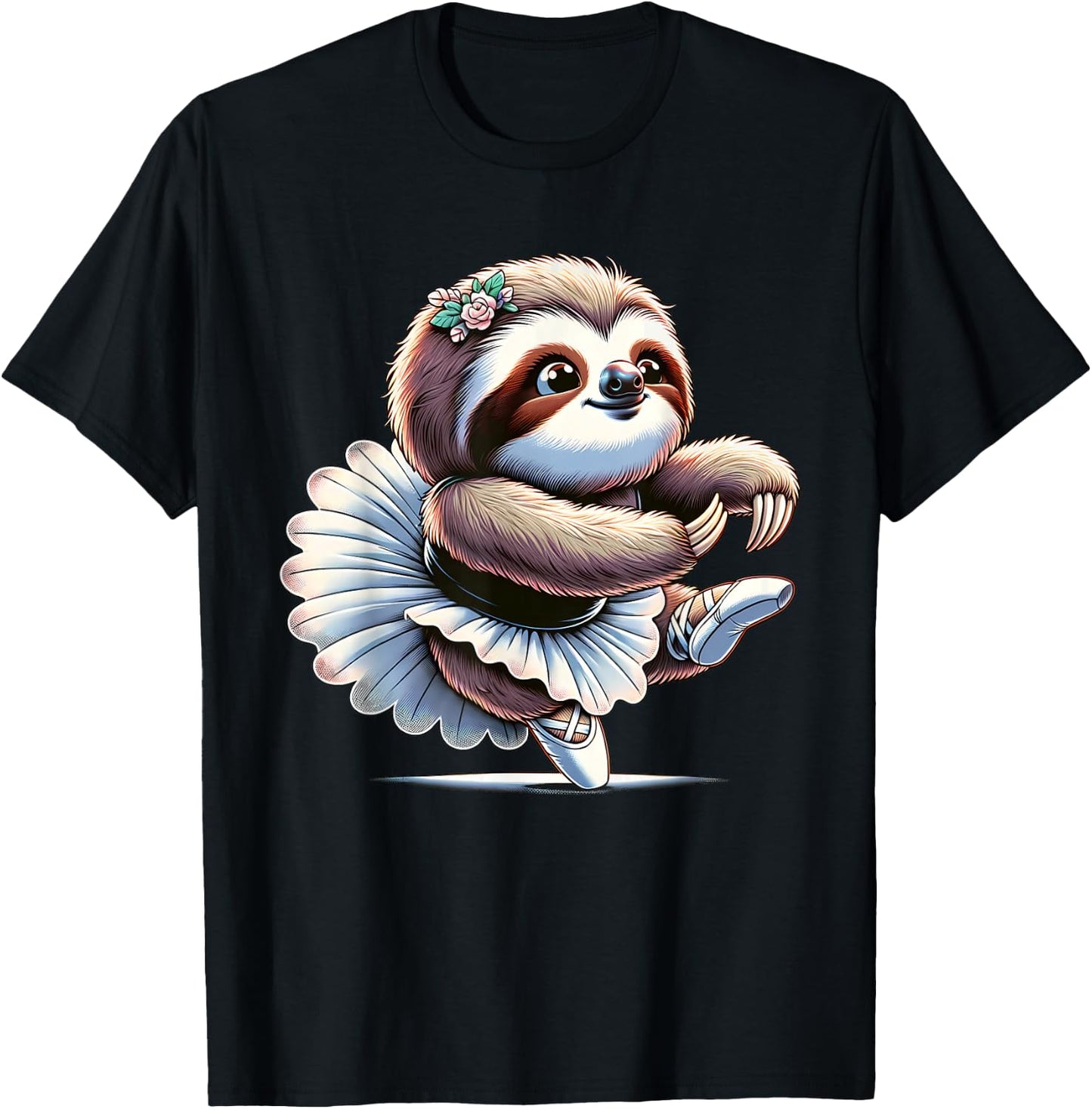 Ballerina Sloth Dancing T-Shirt - T-Shirt | Black