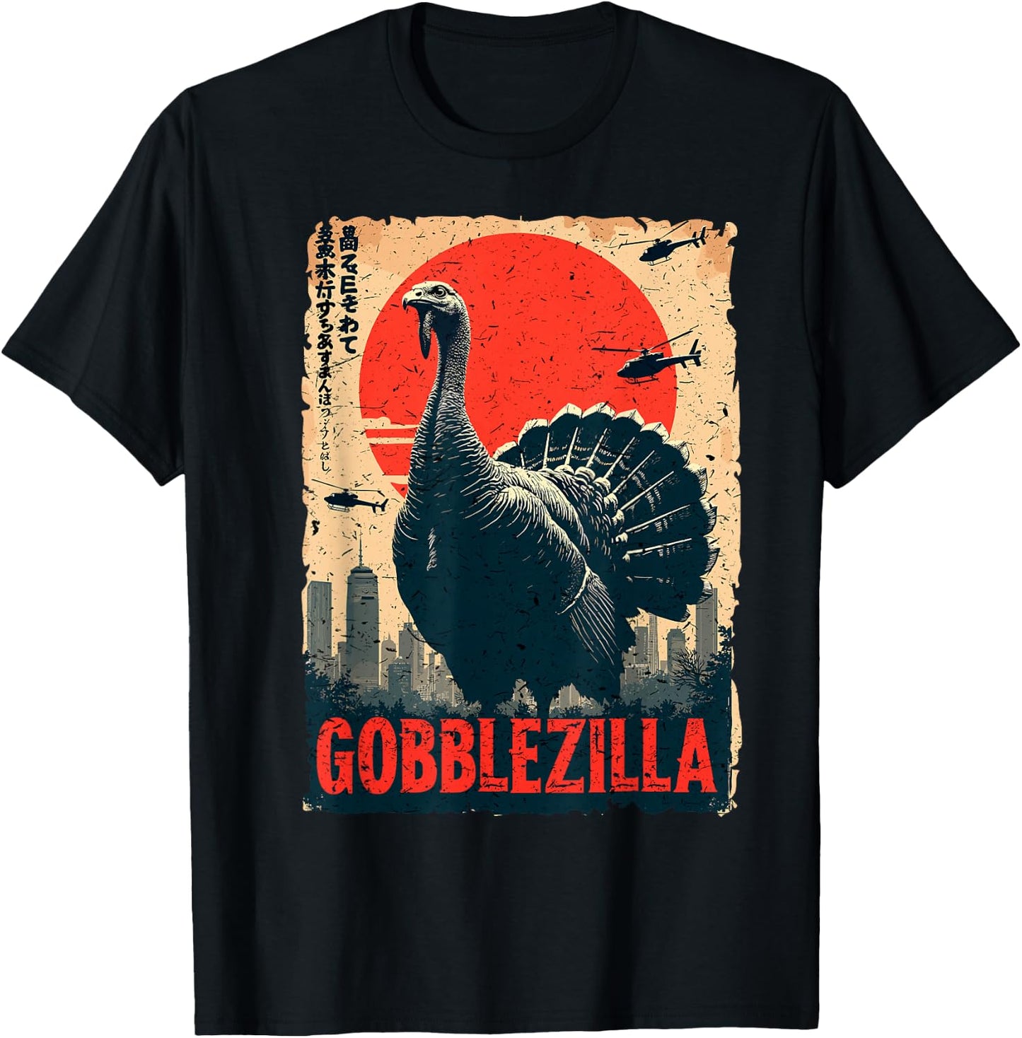 Funny Joke Thanksgiving Day Gobblezilla Turkey Humor T-Shirt - T-Shirt | Black
