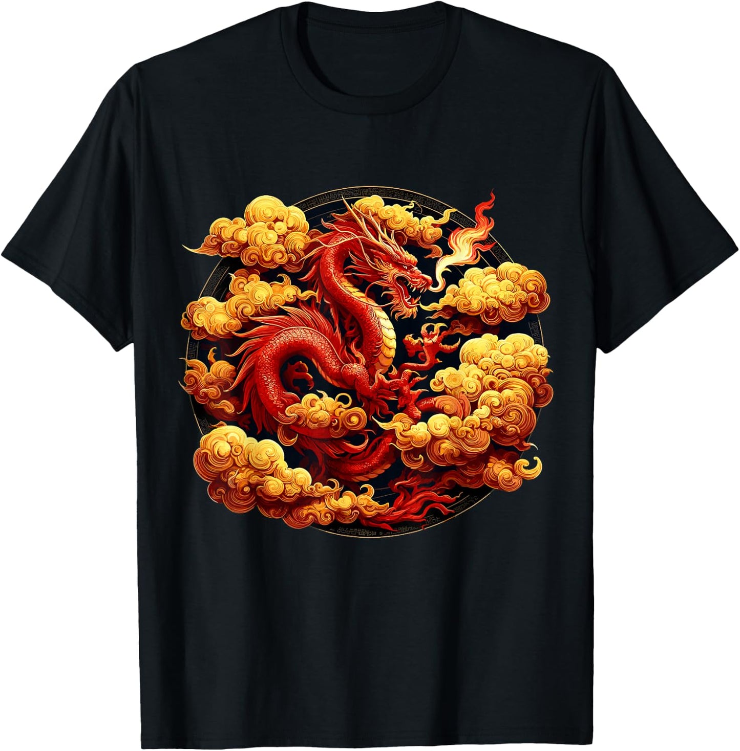 Red Dragon Mythical Fire Breathe Red Fire Dragon T-Shirt - T-Shirt | Black