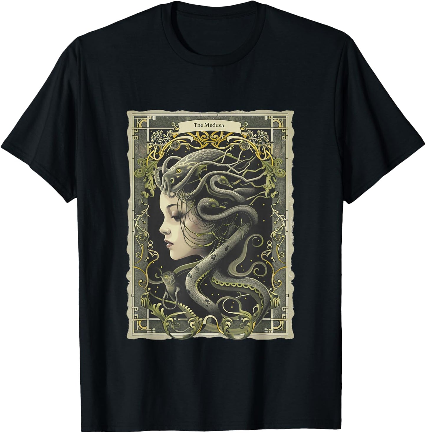 Greek Mythology Medusa Tarot Card Occult Scary Dark Grunge T-Shirt - T-Shirt | Black