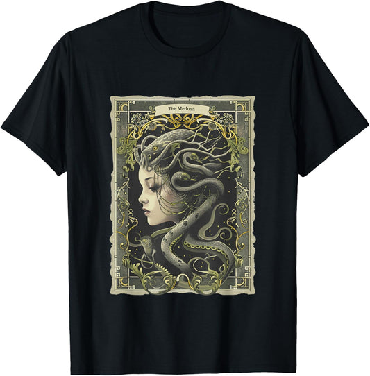 Greek Mythology Medusa Tarot Card Occult Scary Dark Grunge T-Shirt - T-Shirt | Black