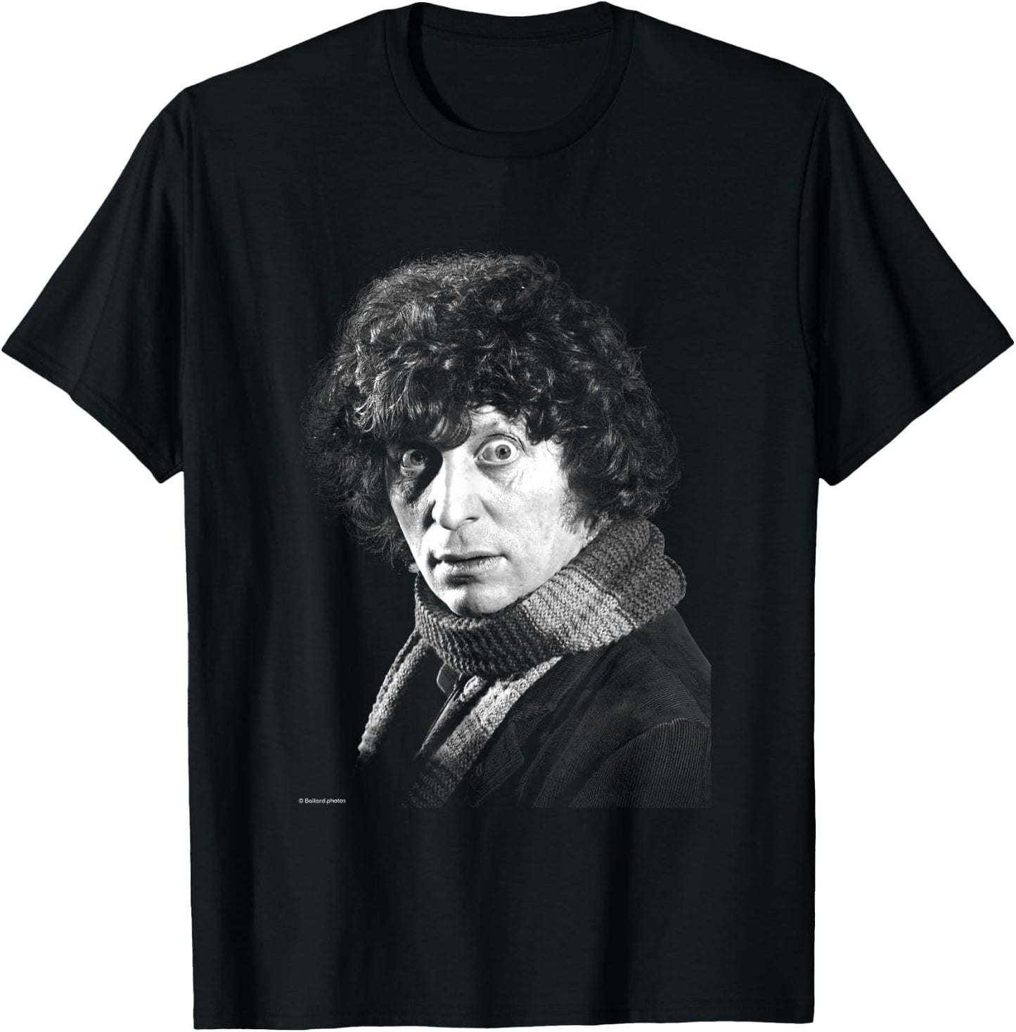 Doctor Who Actor Tom Baker Staring Black & White T-Shirt - T-Shirt | Black