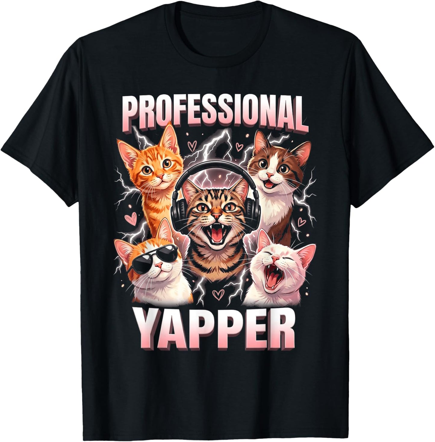 Professional Yapper Funny Cat Meme Lover Humor Graphic T-Shirt - T-Shirt | Black
