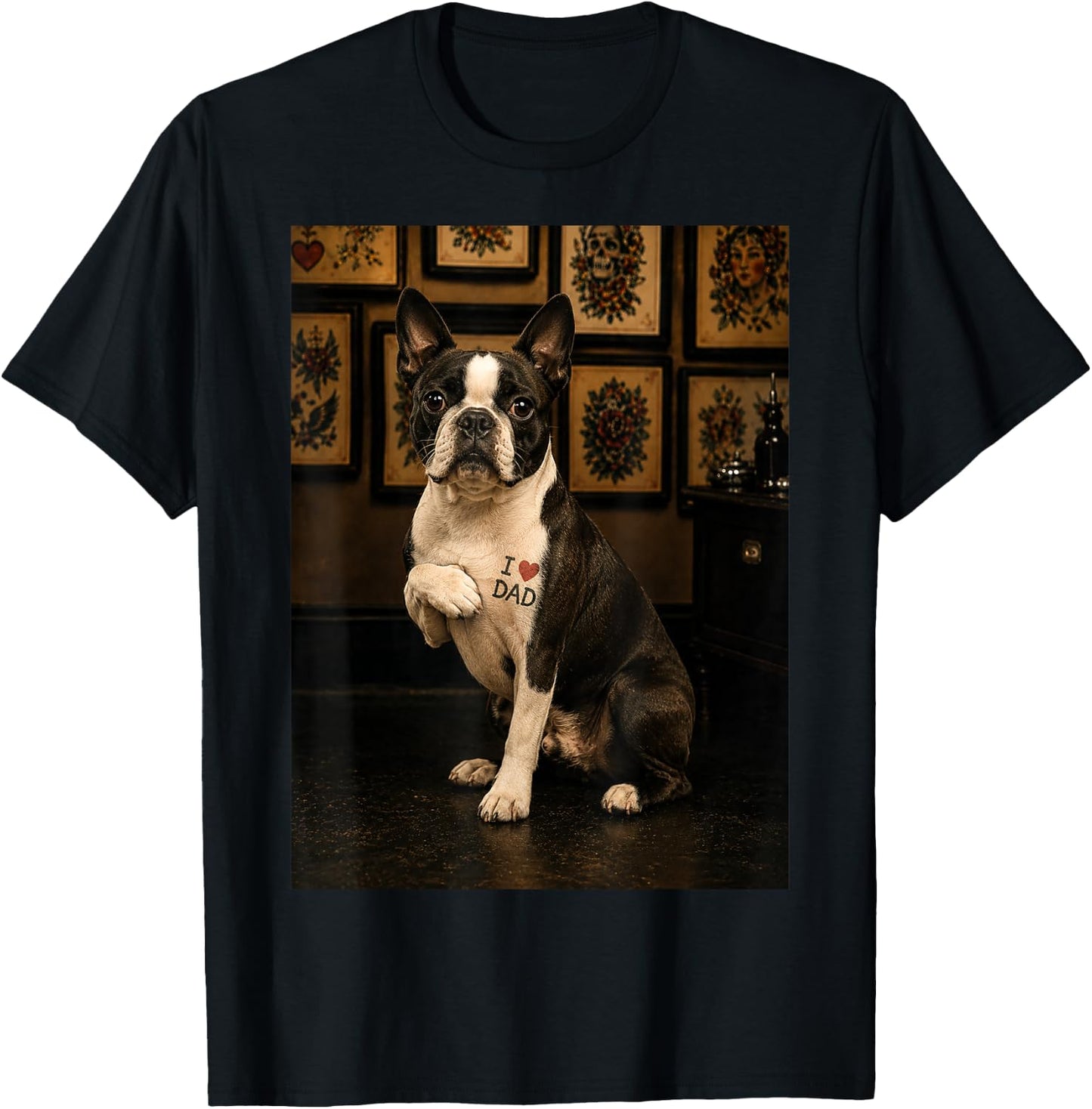 Boston Terrier Dog Dad T-Shirt - T-Shirt | Black