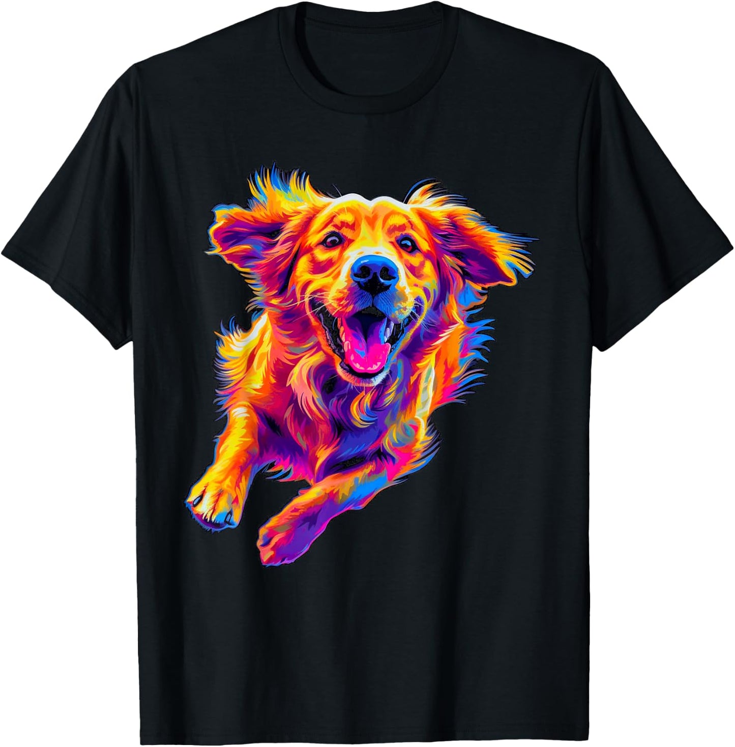 Art Design Funny Golden Retriever Dog T-Shirt - T-Shirt | Black