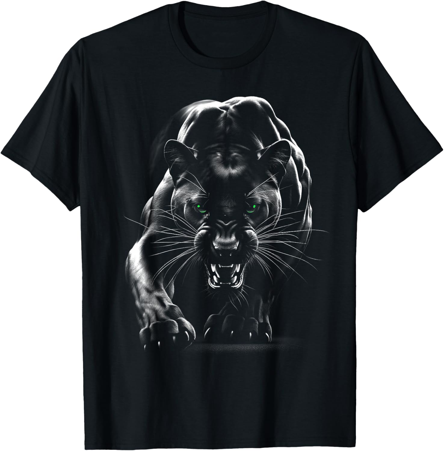 Majestic Panther with Green Eyes T-Shirt - T-Shirt | Black