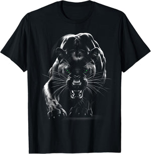 Majestic Panther with Green Eyes T-Shirt - T-Shirt | Black