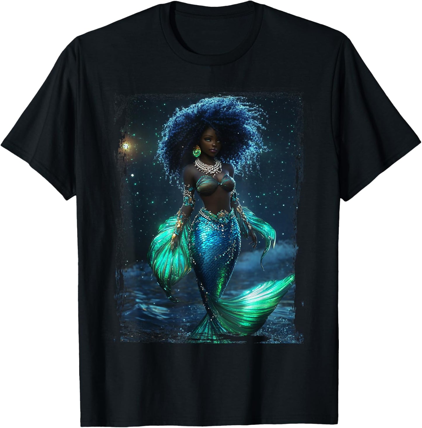 The Goddess Yemaya Wicca African Witch Temperance Mermaid T-Shirt - T-Shirt | Black