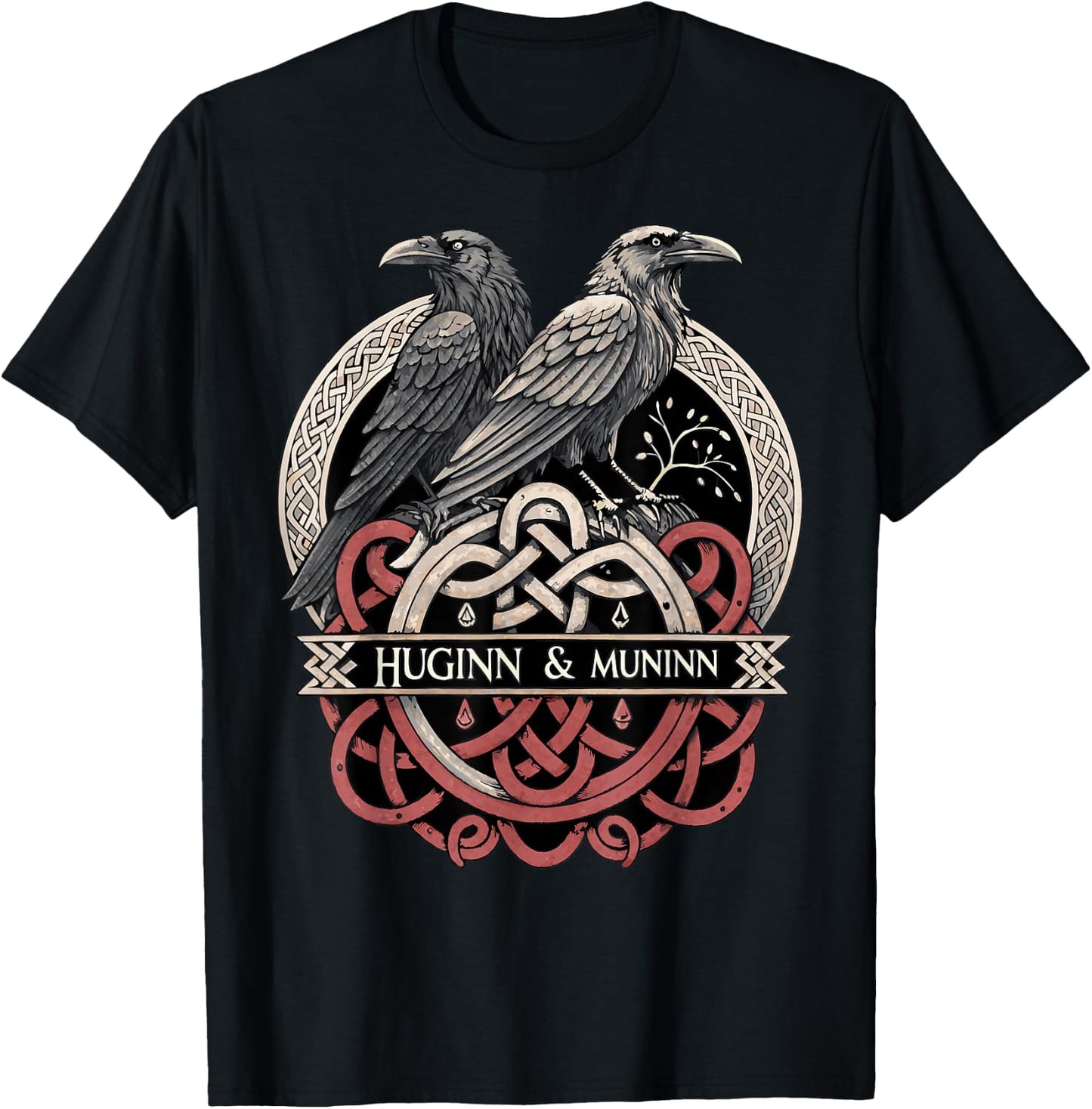 Viking Knotwork - Odin’s Eyes Huginn & Muninn T-Shirt - T-Shirt | Black