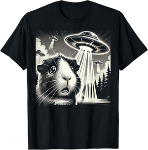 Guinea pig UFO Funny Meme Selfie T-Shirt - T-Shirt | Black