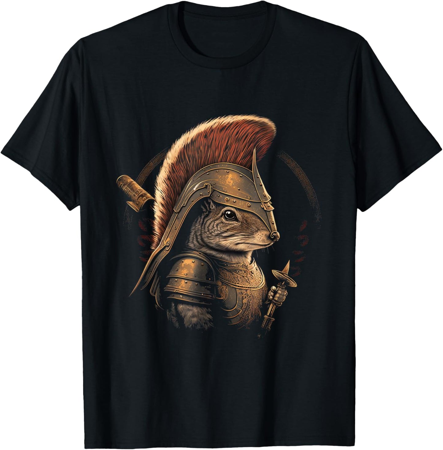 Squirrel Spartan Leonidas Gladiator Helmet Greek Warrior T-Shirt - T-Shirt | Black