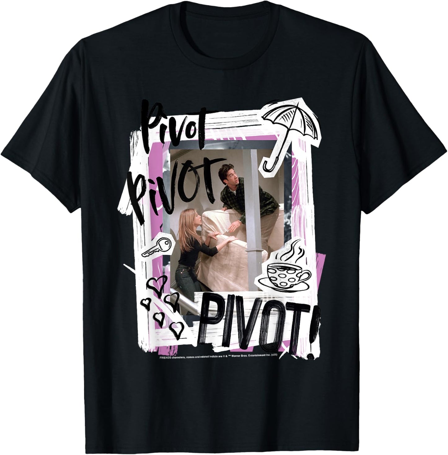 Friends Pivot Pivot Sofa Scene Ross , Blue, S T-Shirt - T-Shirt | Black