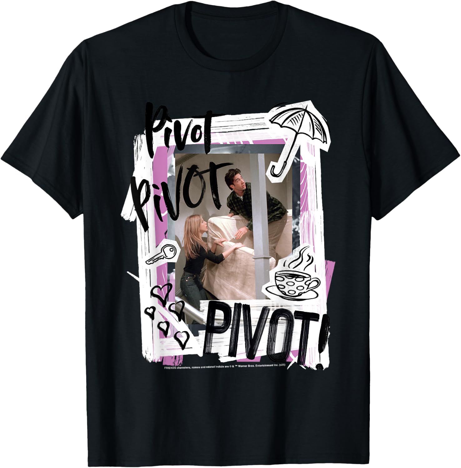 Friends Pivot Pivot Sofa Scene Ross , Blue, S T-Shirt - T-Shirt | Black