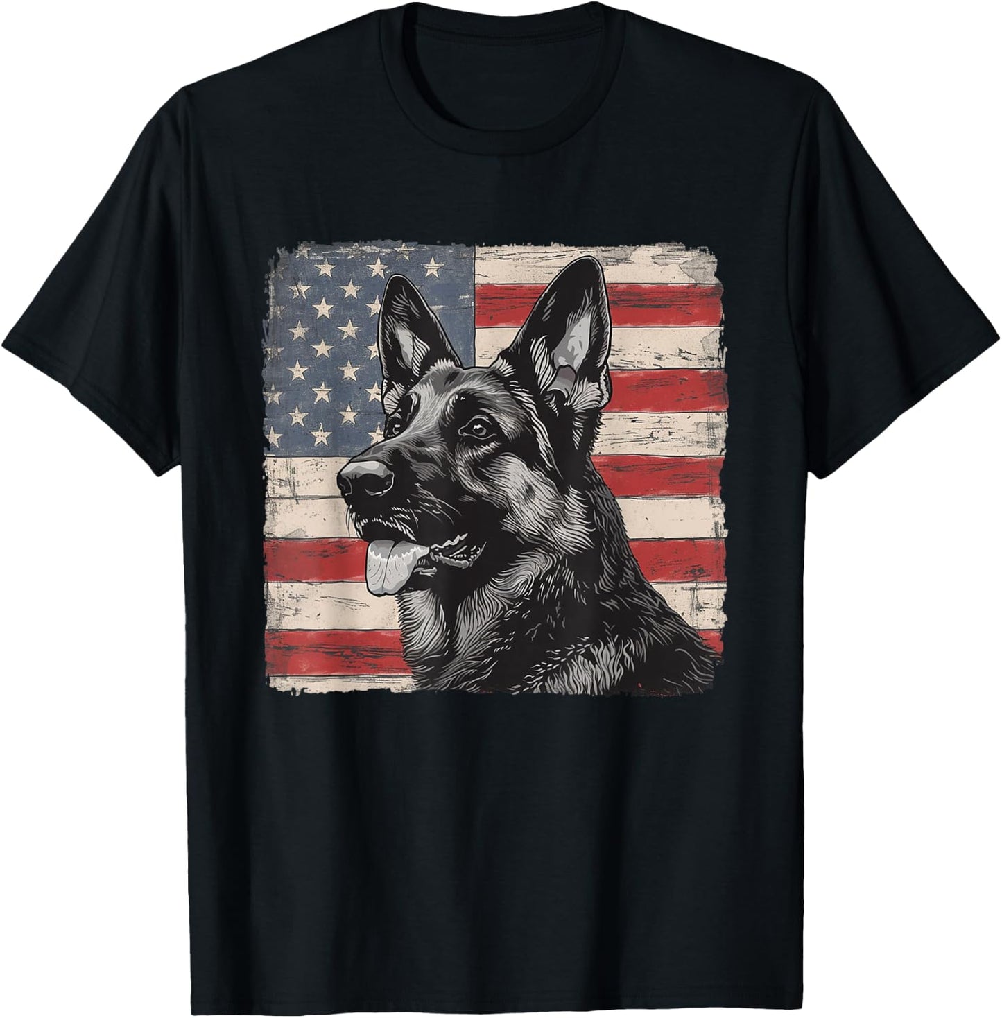 Patriotic German Shepherd Dog Shirt Fourth of July Women Men T-Shirt - T-Shirt | Black