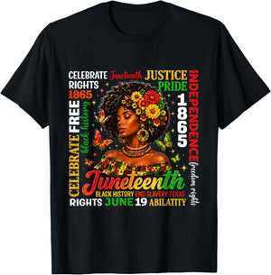 Juneteenth Freedom Black History Afro Woman T-Shirt - T-Shirt | Black