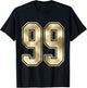 #99 Gold Outline Number 99 Sports Fan Jersey Style T-Shirt - T-Shirt | Black