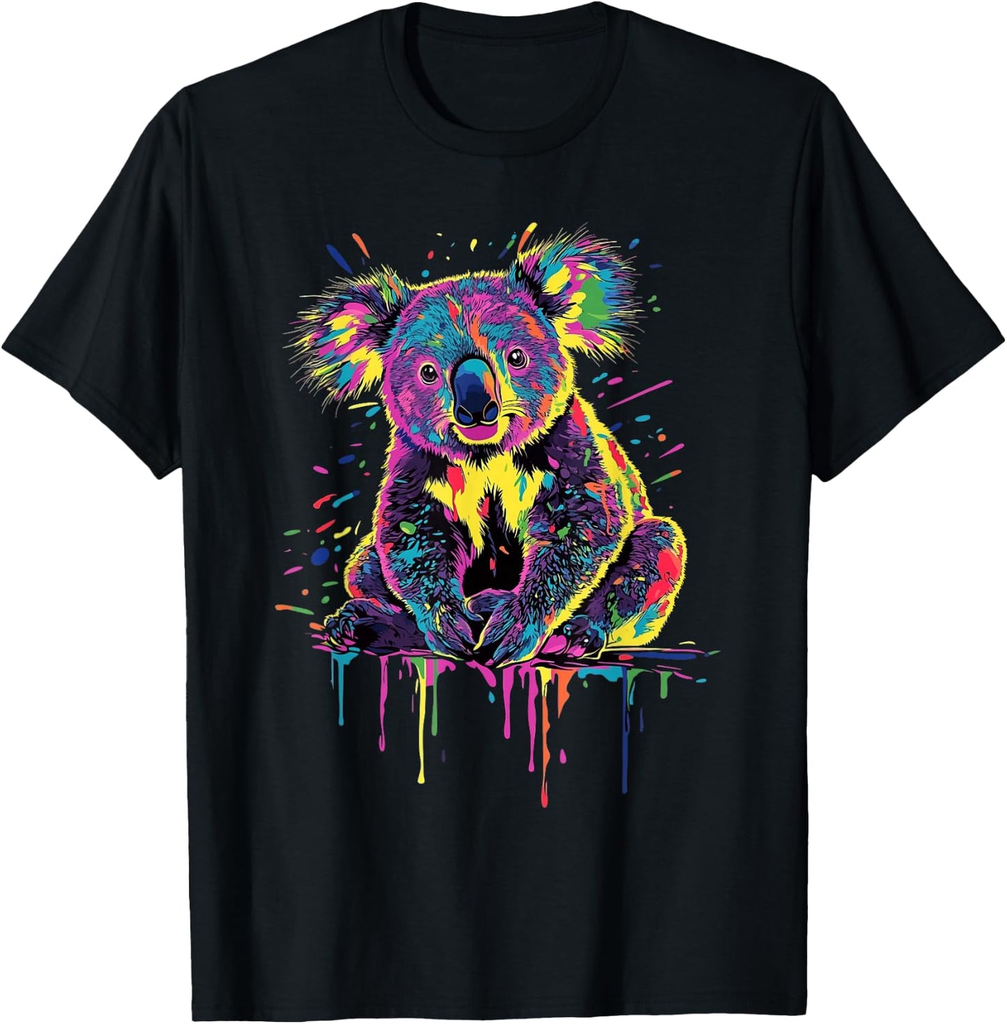 Koala Lovers Colorful Splash Art Koala T-Shirt - T-Shirt | Black