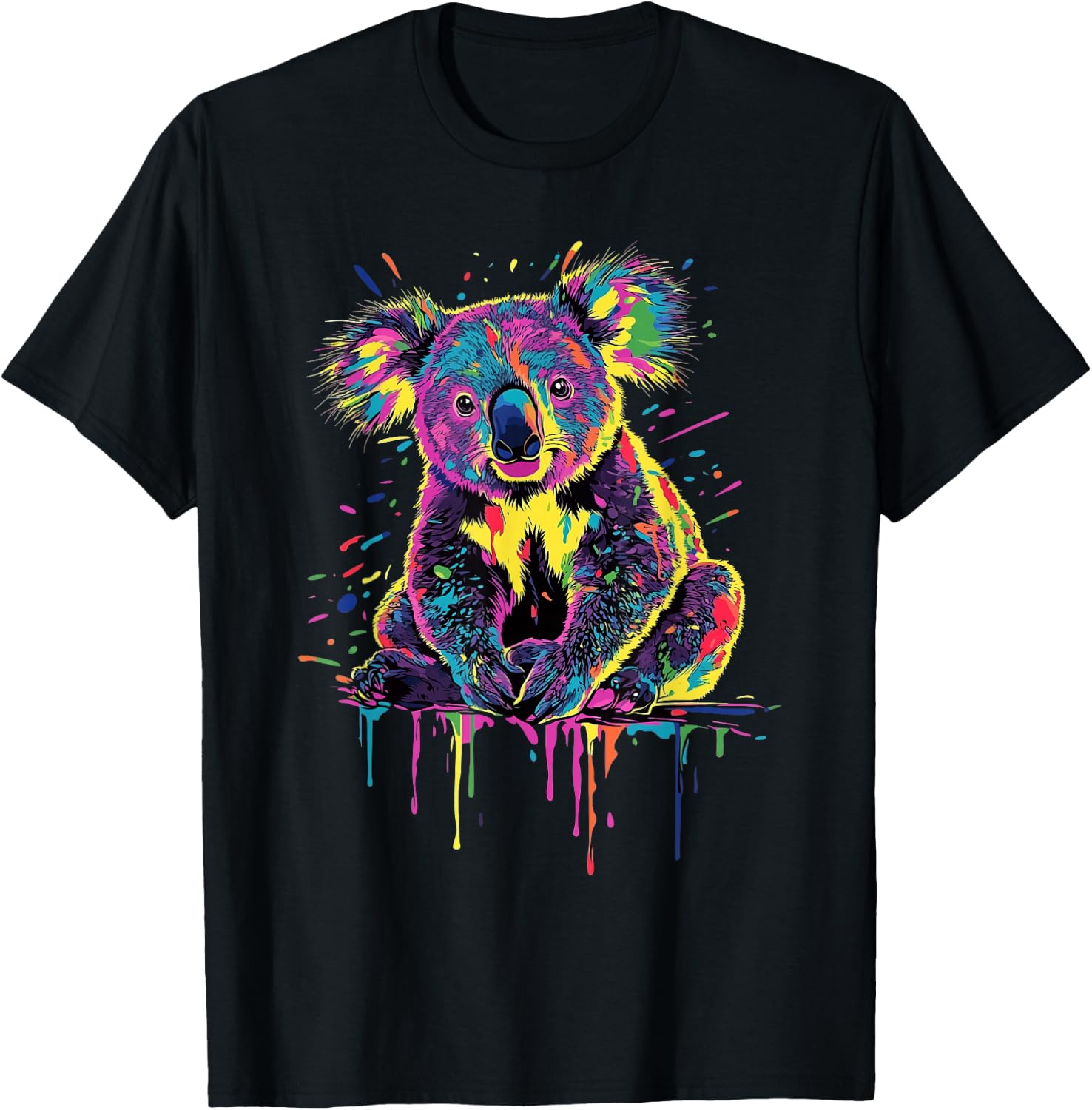 Koala Lovers Colorful Splash Art Koala T-Shirt - T-Shirt | Black