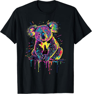 Koala Lovers Colorful Splash Art Koala T-Shirt - T-Shirt | Black