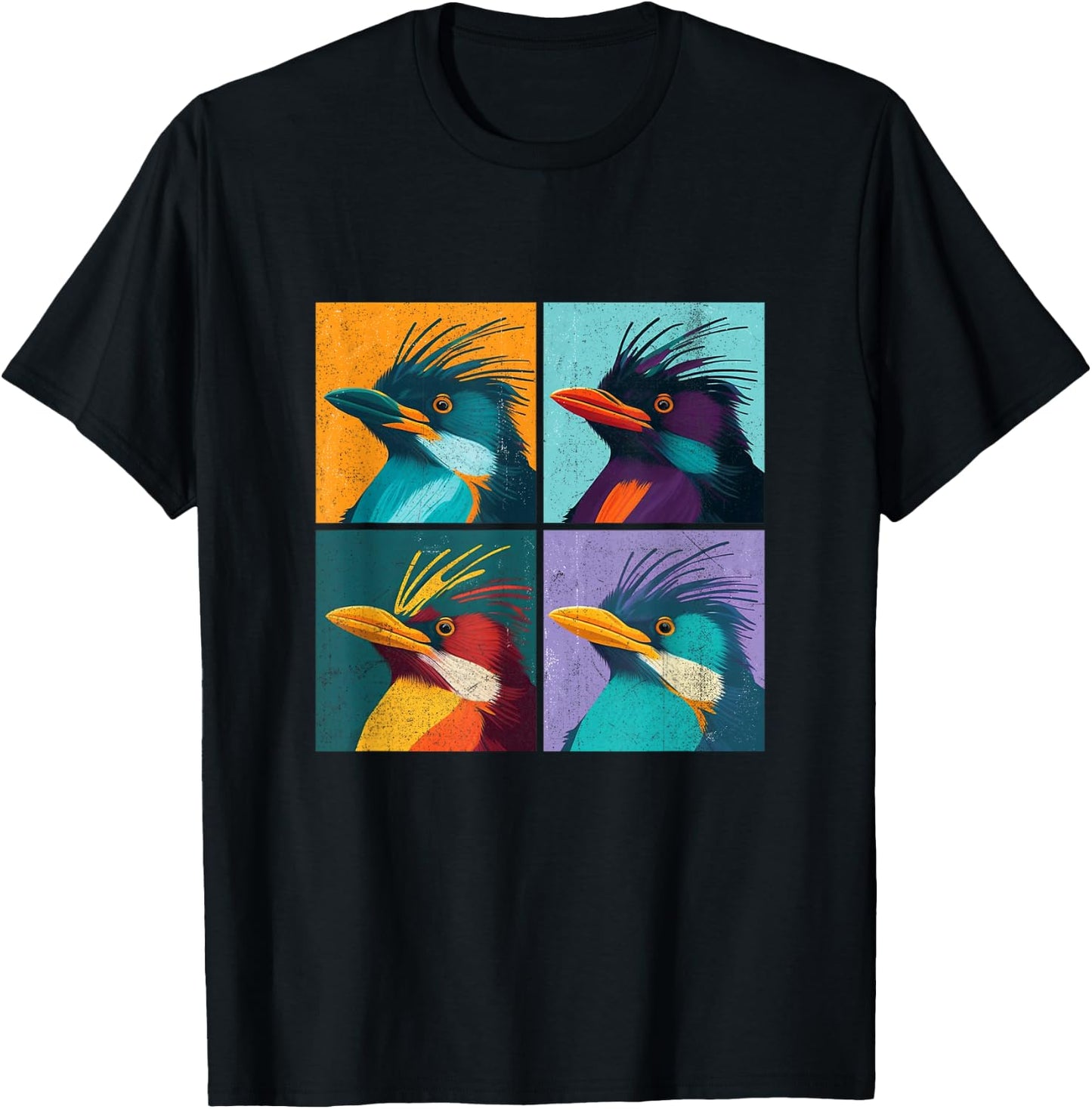 Macaroni Penguin Pop Art Design Illustration Colorful Animal T-Shirt - T-Shirt | Black