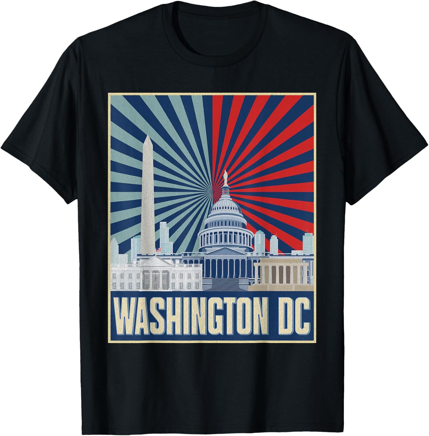 Retro Capitol Hill Washington DC American Flag 4th Of July T-Shirt - T-Shirt | Black