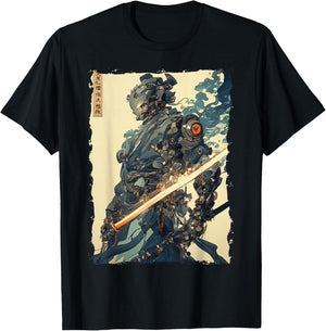 Cyber Samurai Mecha Ronin Futuristic Japan T-Shirt - T-Shirt | Black
