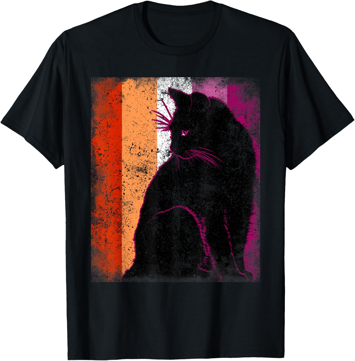 Subtle Lesbian Cat Funny Kitten LGBT Lesbian Flag , black T-Shirt - T-Shirt | Black