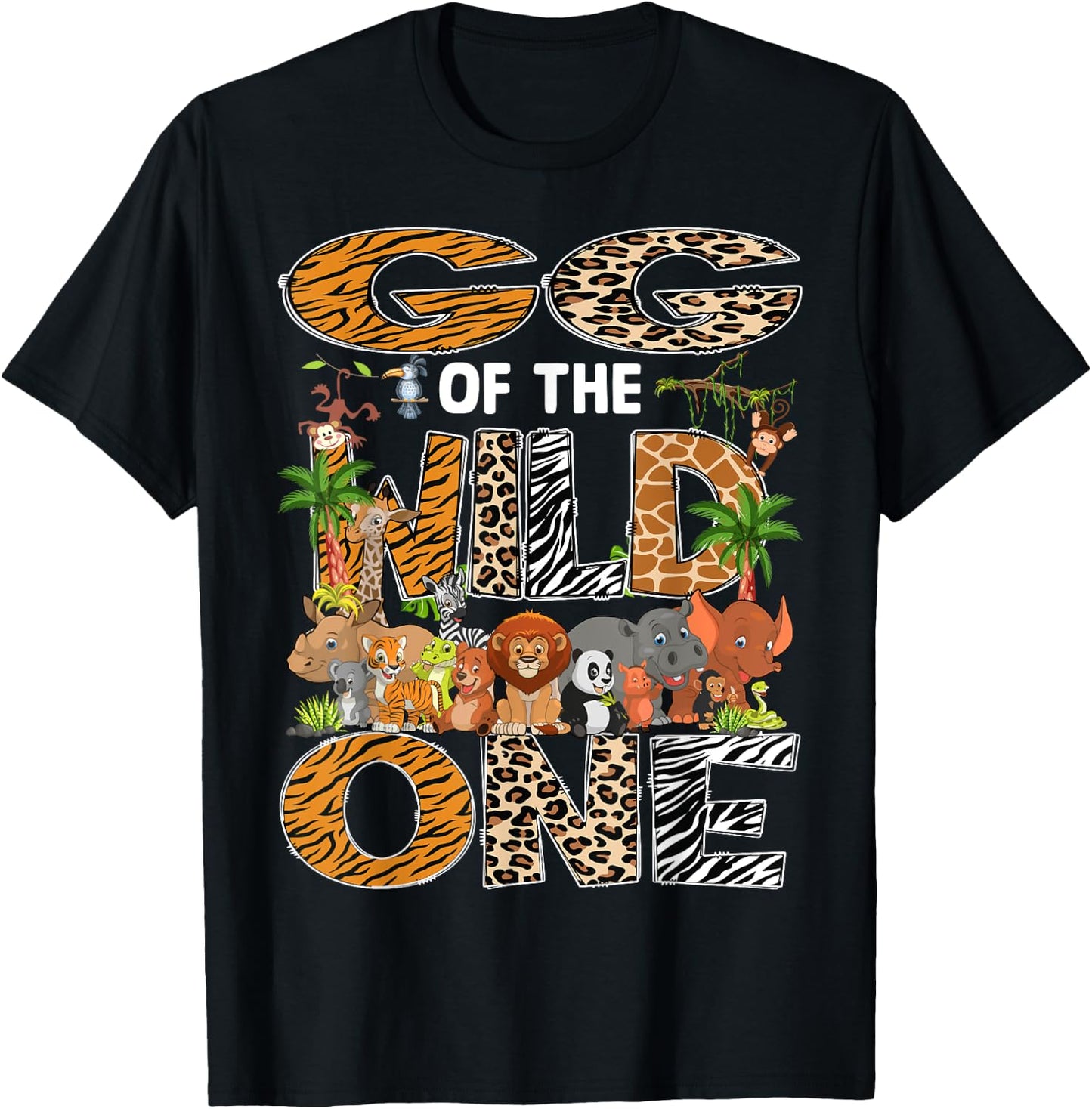 GG Of The Wild One Safari Zoo Animal 1St Birthday T-Shirt - T-Shirt | Black