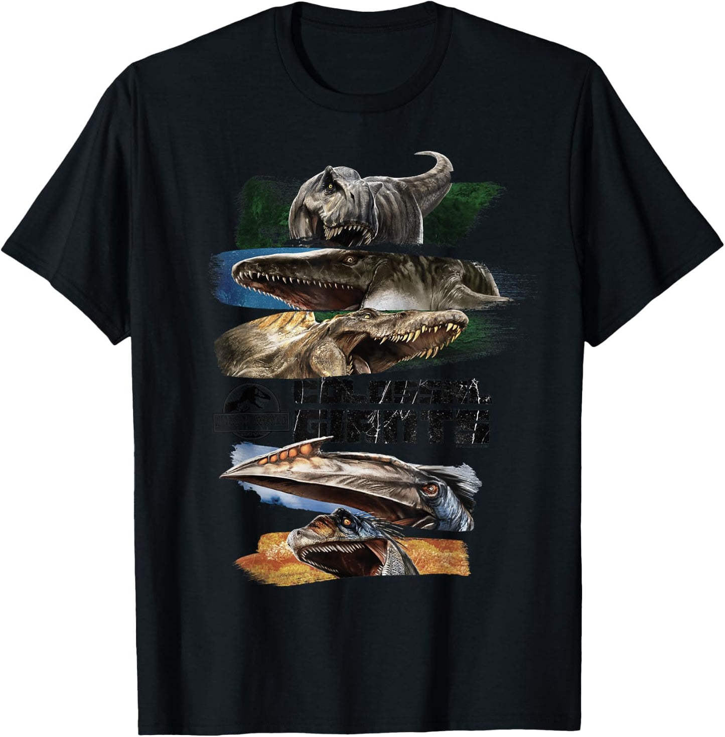 Jurassic World Rebirth Colossal Giants Panel T-Shirt - T-Shirt | Black