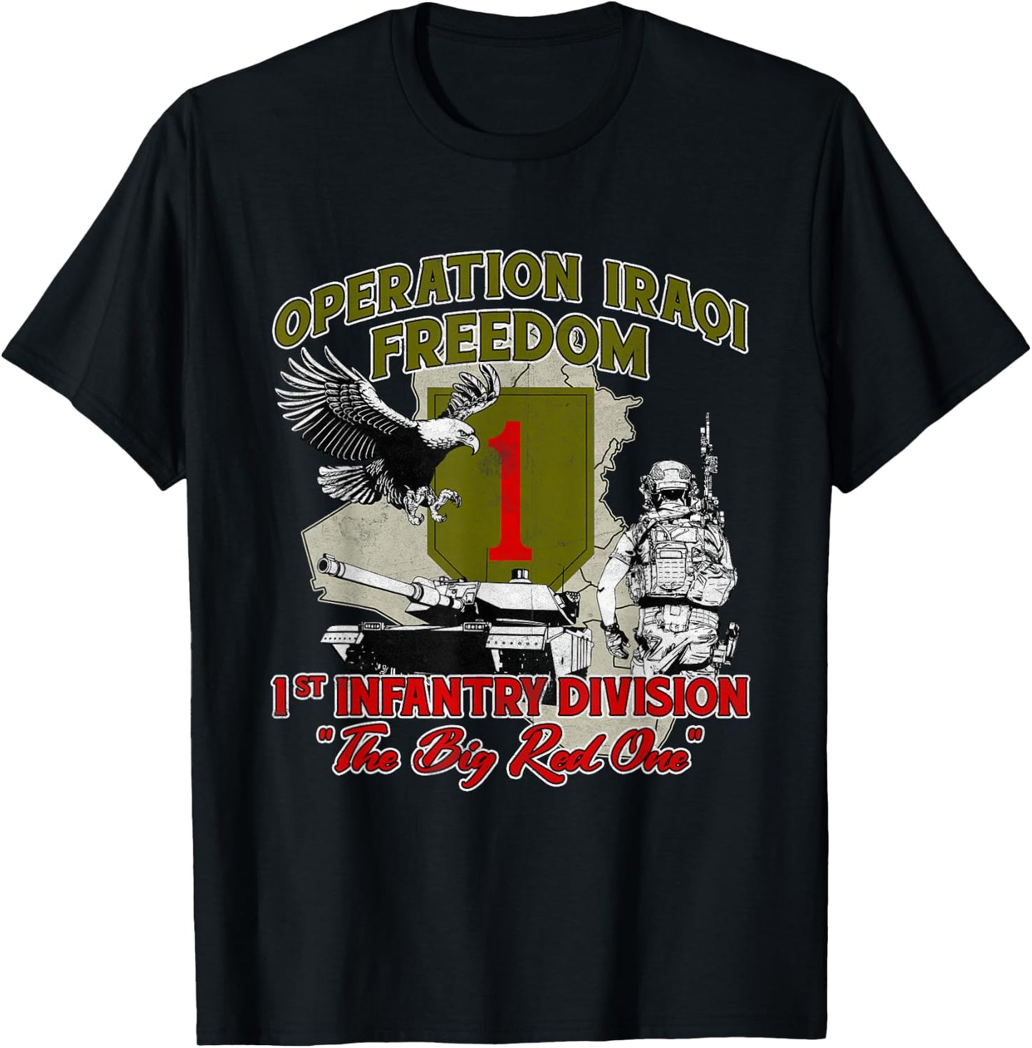 1st Infantry Division - Operation Iraqi Freedom OIF Veteran -Adults Black Small Modern Casual T-Shirt - T-Shirt | Black