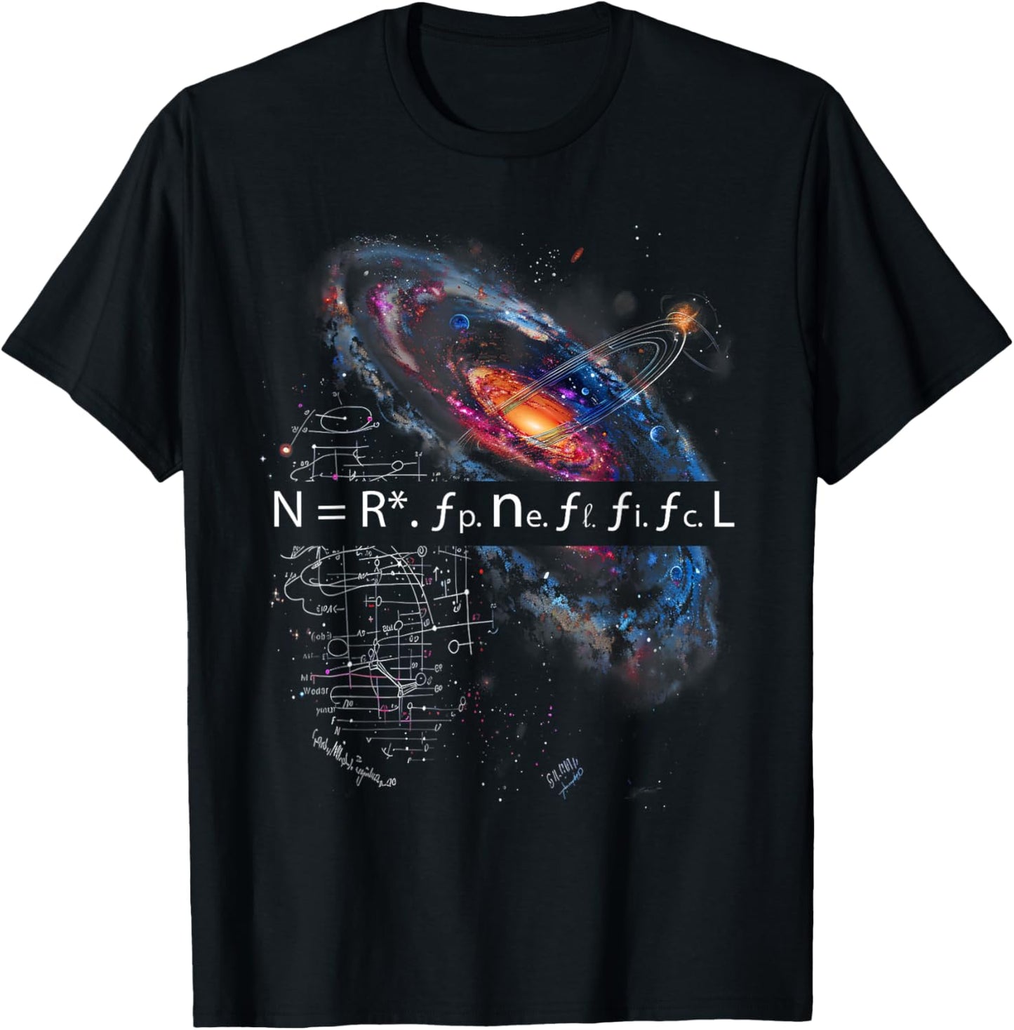 Drake Equation Estimation of Alien Civilizations , Small, Black T-Shirt - T-Shirt | Black