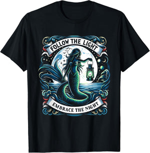 Spooky Sirens Horror Mermaid Creepy Mermaid Haunted Sea T-Shirt - T-Shirt | Black
