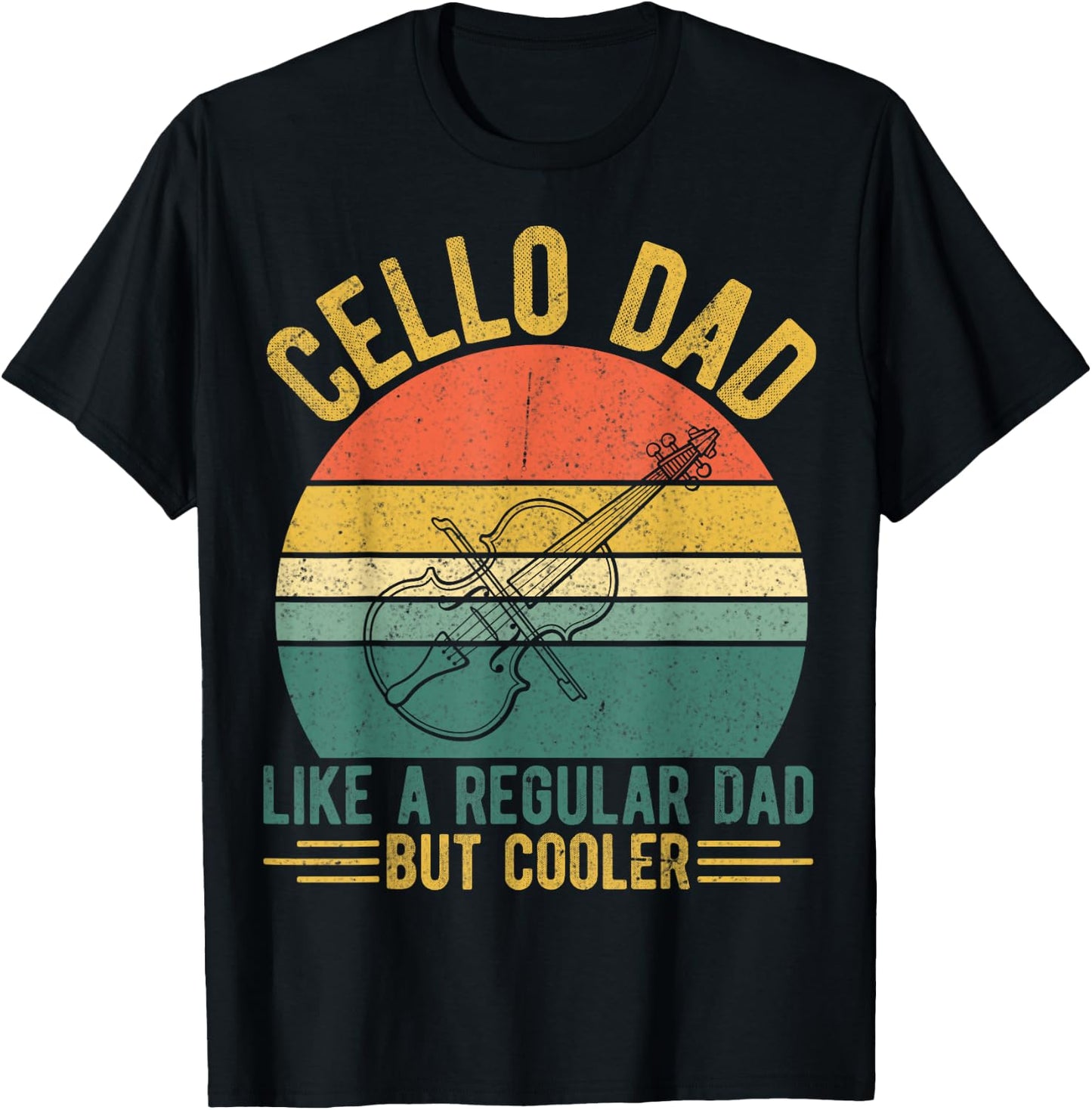 Retro Cello Player Cellist Dad - Cello Dad Like a Normal Dad T-Shirt - T-Shirt | Black