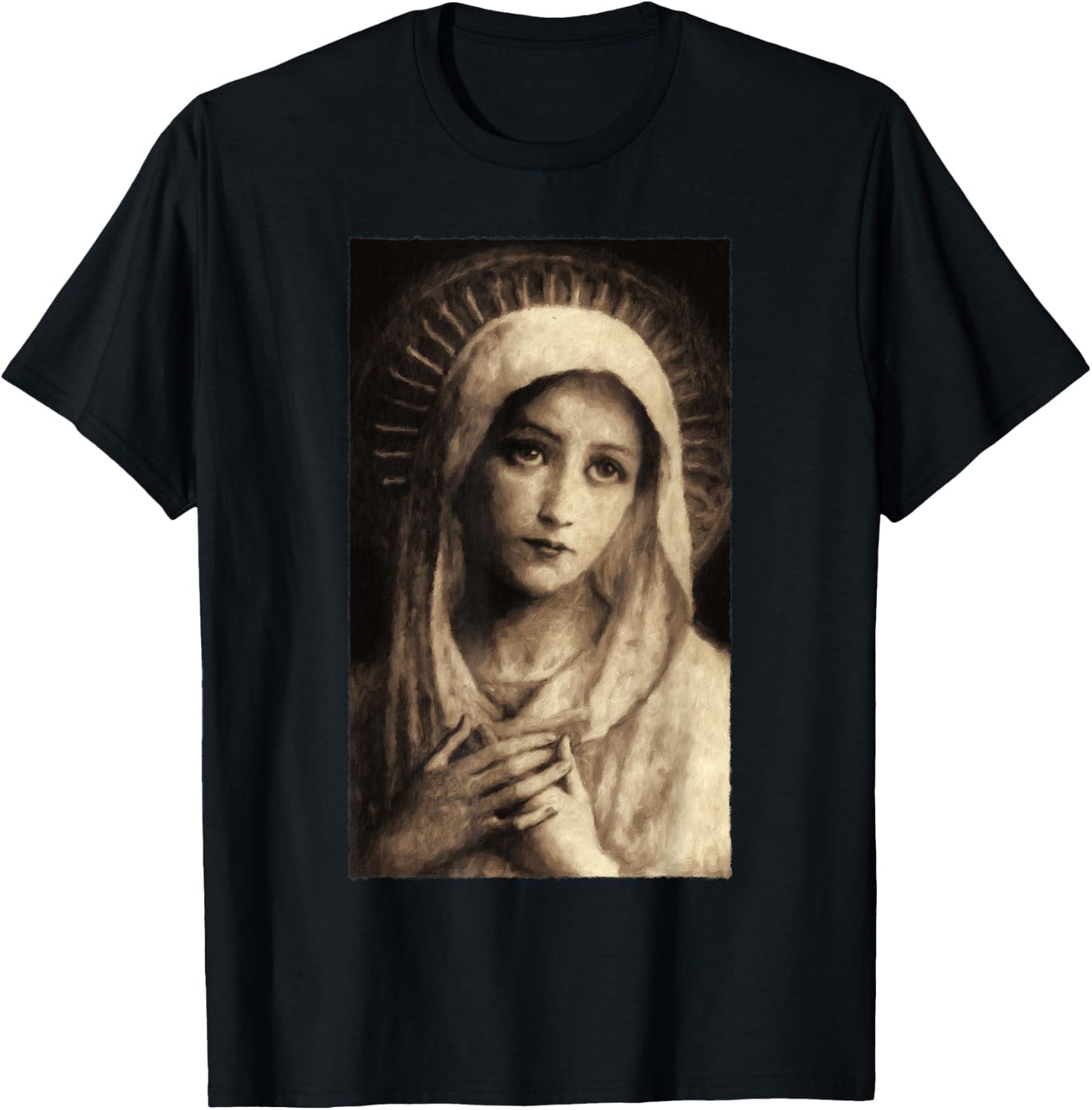 Virgin Mary Maria Catholic Painting T-Shirt - T-Shirt | Black