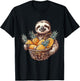 Pineapple Sloth Pineapples Fruit Drawing Motif Wildlife T-Shirt - T-Shirt | Black