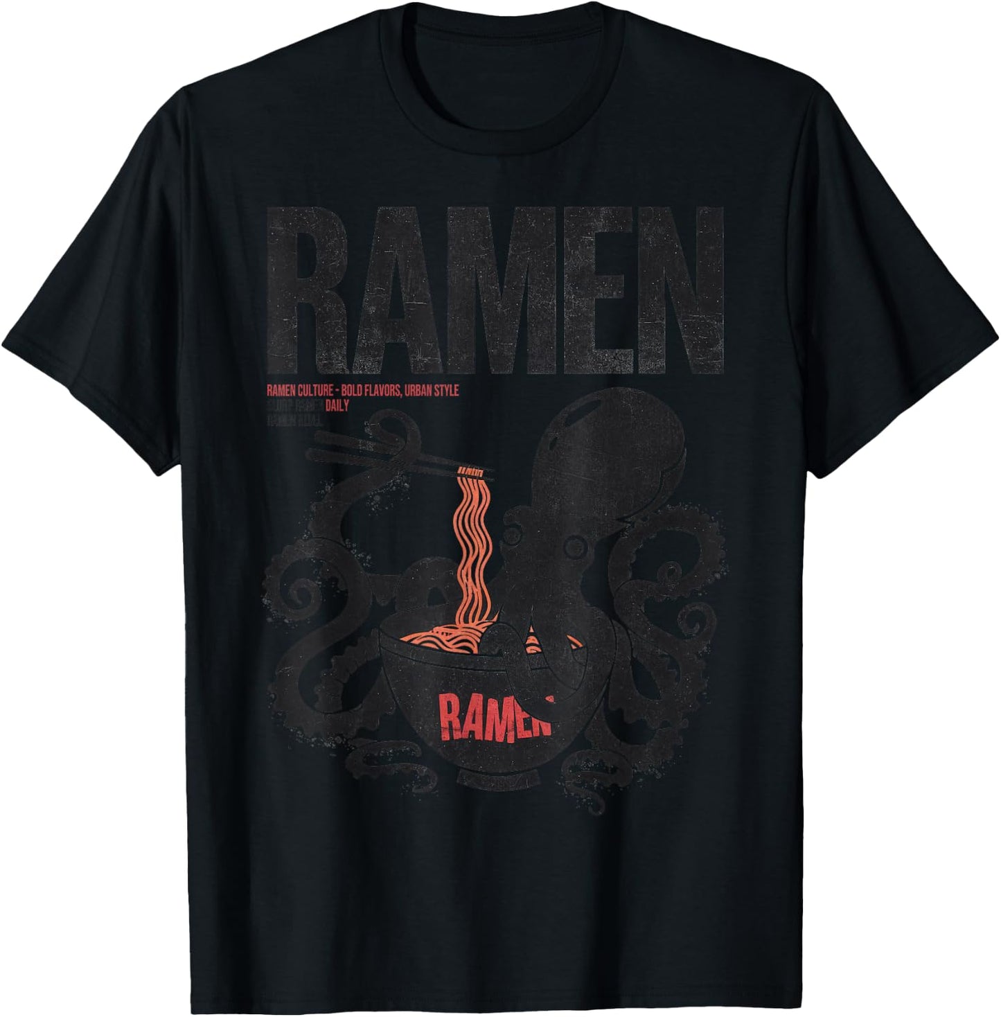 Ramen Noodles Kawaii Japan Fashion Y2K Otaku Manga Anime T-Shirt - T-Shirt | Black