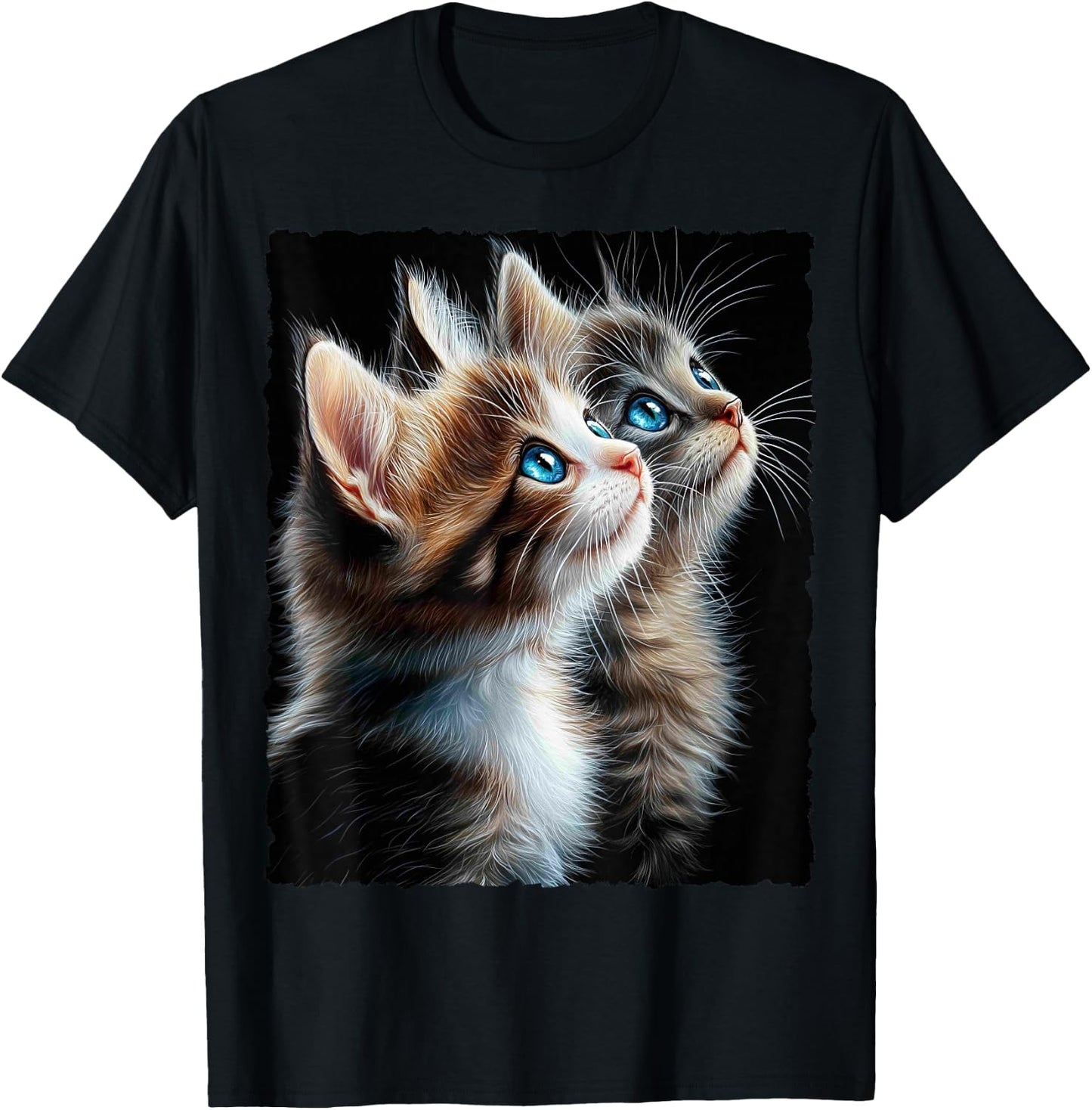 Cute Magic Cat Kitten Fantasy Art , black T-Shirt - T-Shirt | Black
