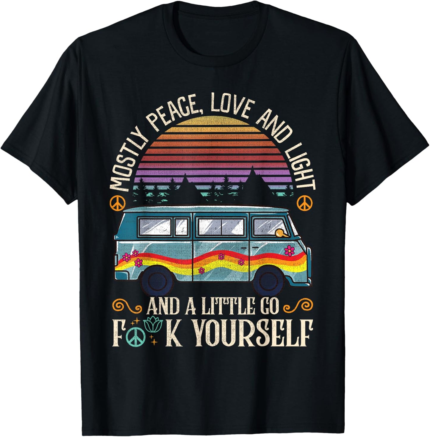 I'm Mostly Peace, Love And Light Shirts A Little Go Yoga T-Shirt - T-Shirt | Black