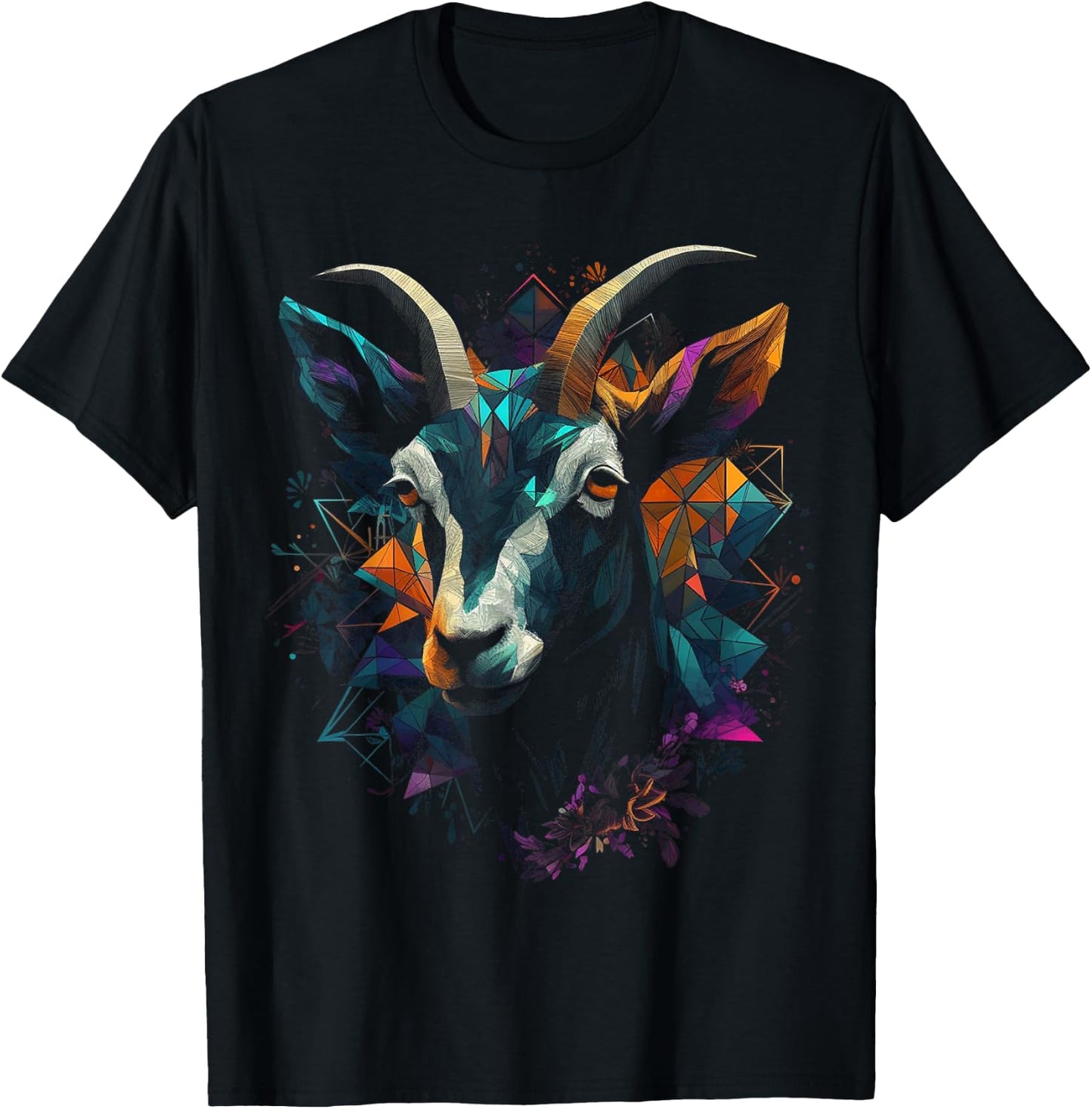 Goat art - animal polygon motif goat T-Shirt - T-Shirt | Black